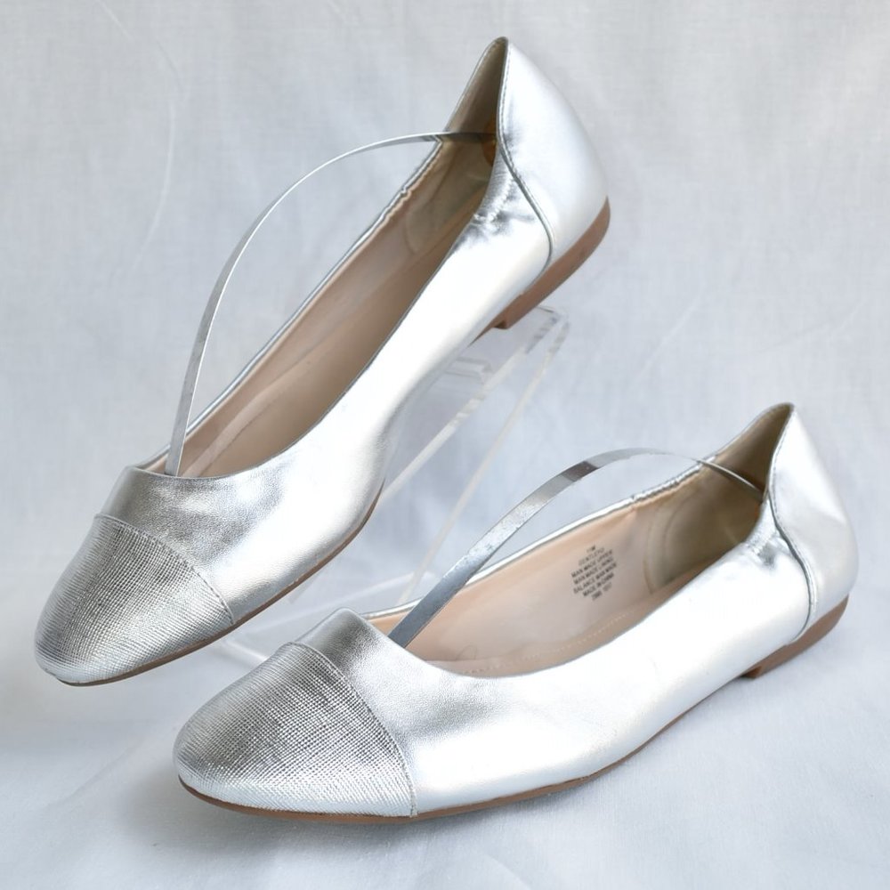 * NINE WEST Gentleyo Metallic Silver Ballet Flats